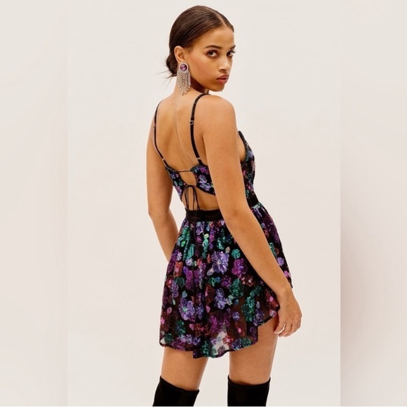 🌟For Love and Lemons Ariana Party Dress🌟Mini Sequins Ice Skater XS - Picture 2 of 14